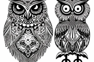 owl with Slavic woman tattoo idea