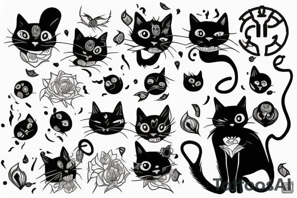 Black cat tattoo idea