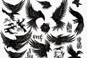 fallen angel with raven tattoo idea