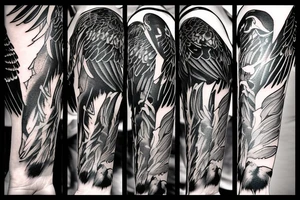 fallen angel with raven on hand tattoo idea