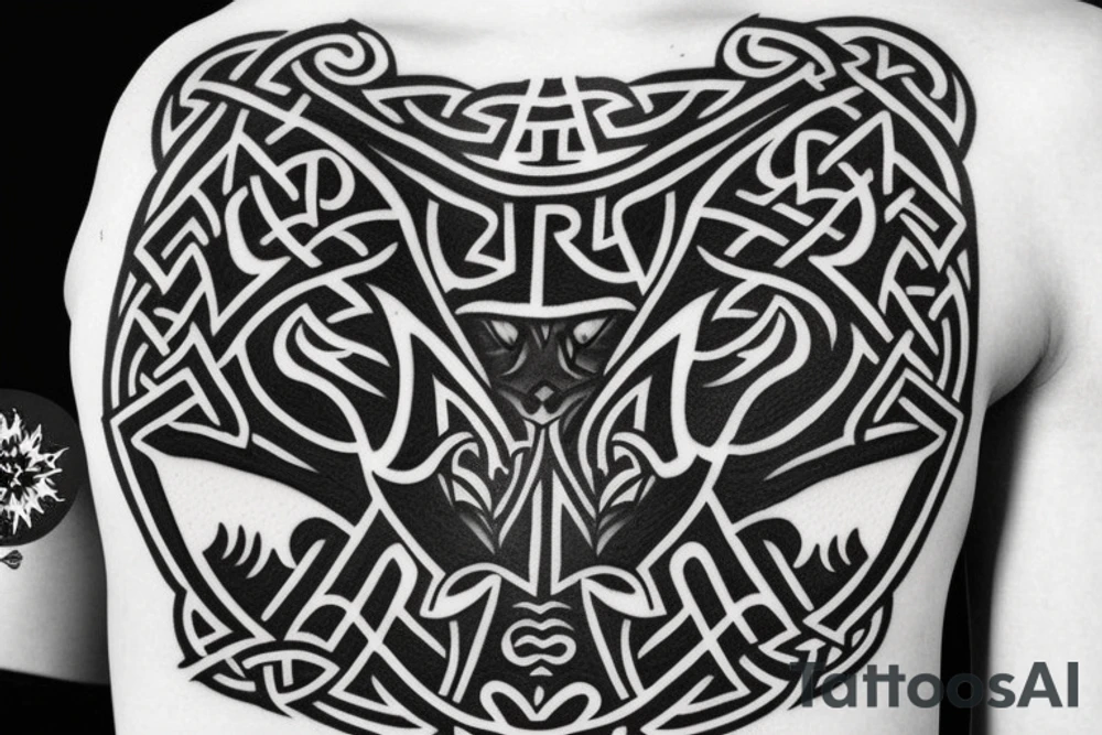 wolf with viking runes tattoo idea