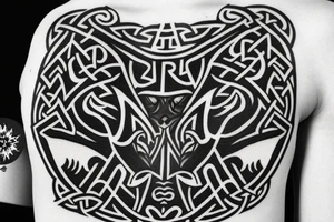 wolf with viking runes tattoo idea