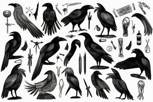 two nordic raven tattoo idea