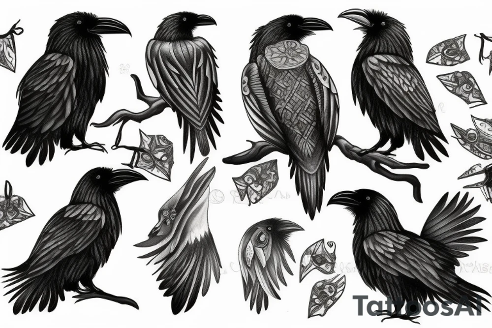 two nordic raven tattoo idea