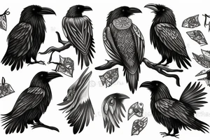 two nordic raven tattoo idea