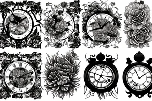 peonies and 
clock tattoo idea