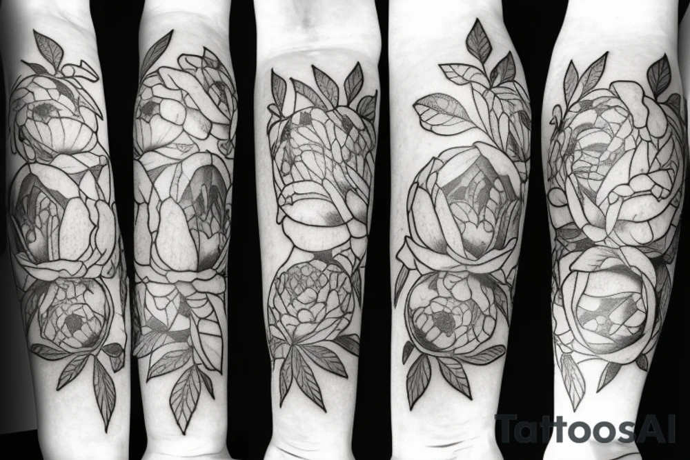 peonies and 
clock tattoo idea
