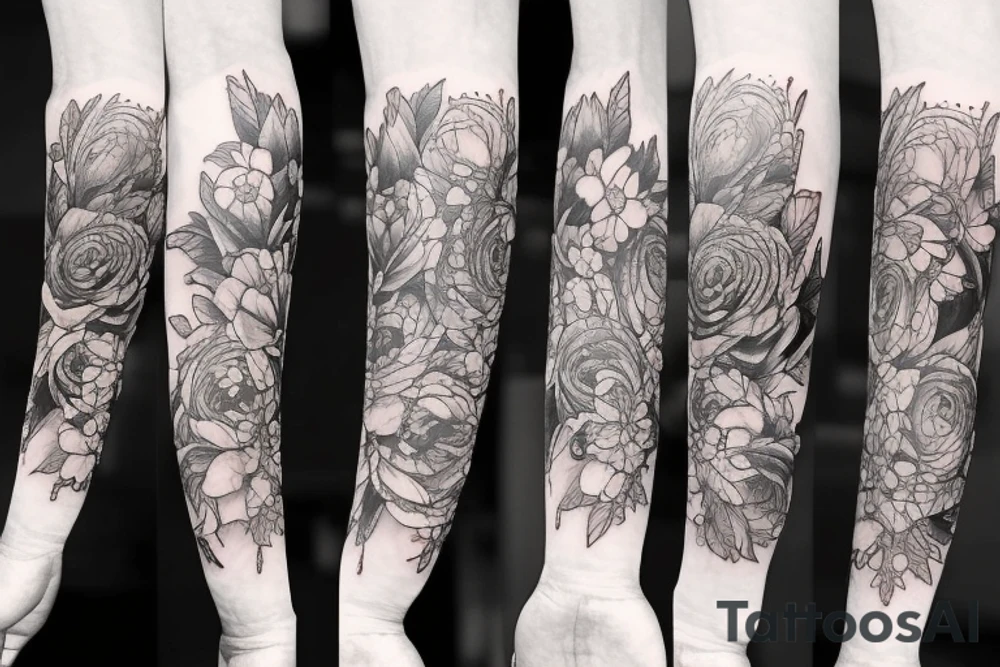 peonies and 
clock tattoo idea