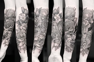 peonies and 
clock tattoo idea