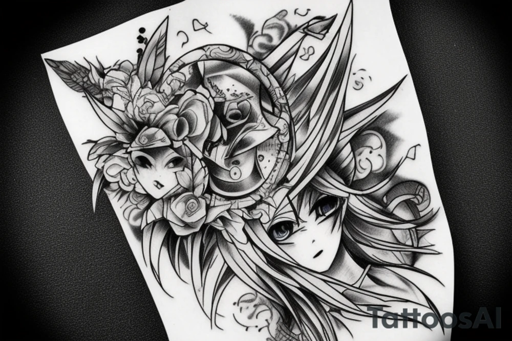 gangster and anime style tattoo tattoo idea
