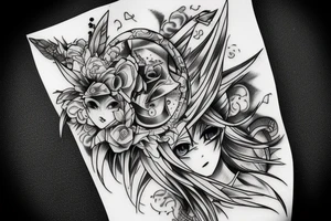 gangster and anime style tattoo tattoo idea