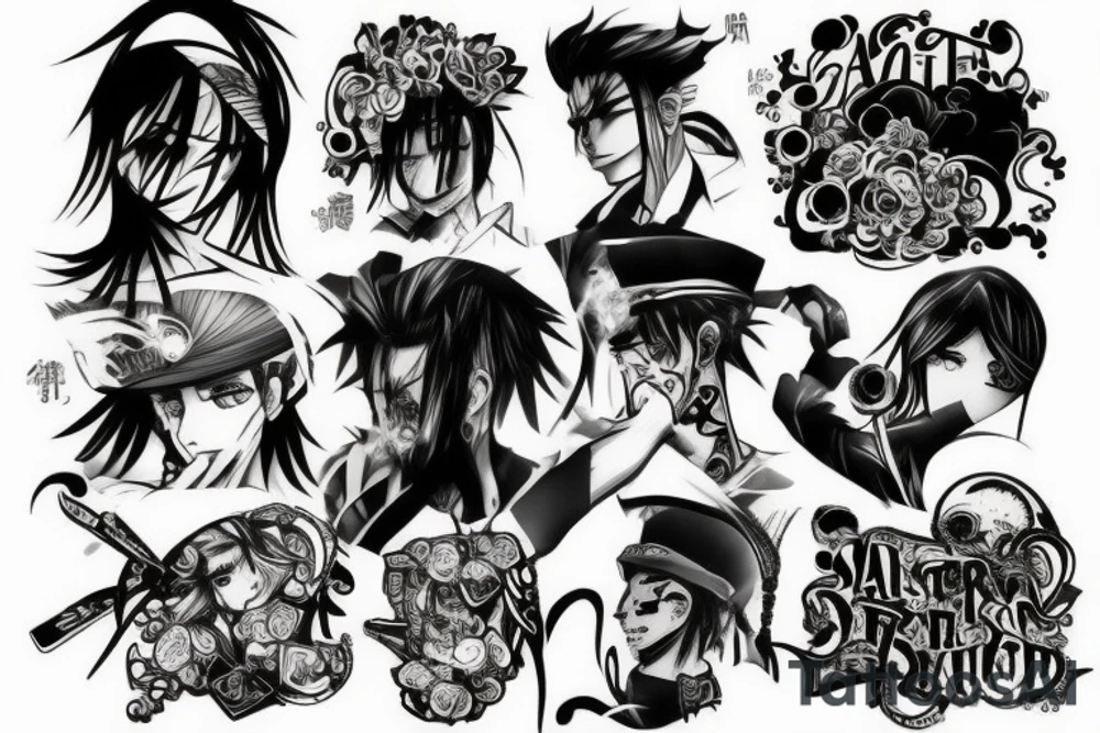 gangster and anime style tattoo tattoo idea