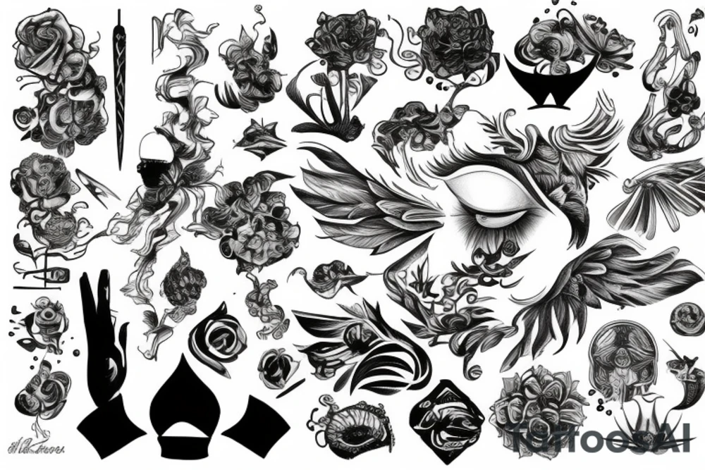 Smok ze sztyletem tattoo idea