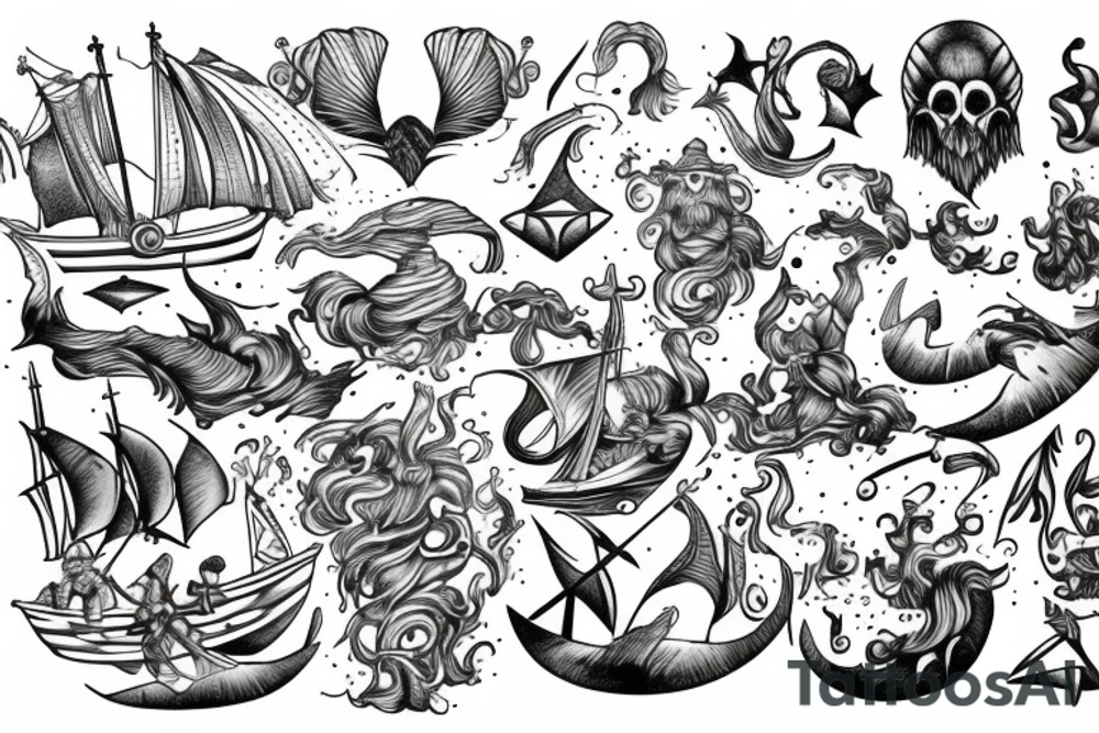 Vikings on the sea tattoo idea