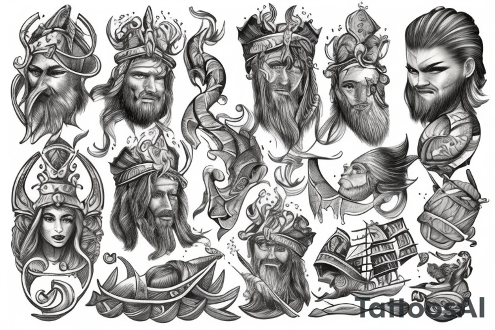 Vikings on the sea tattoo idea