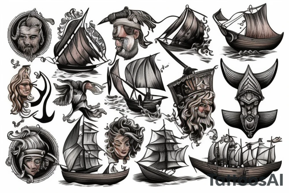 Vikings on the sea tattoo idea