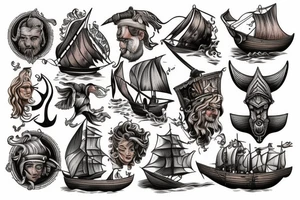 Vikings on the sea tattoo idea