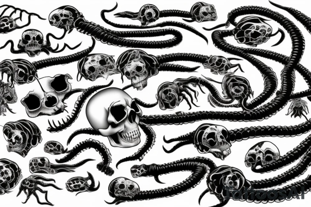 centipede with 
skull tattoo idea