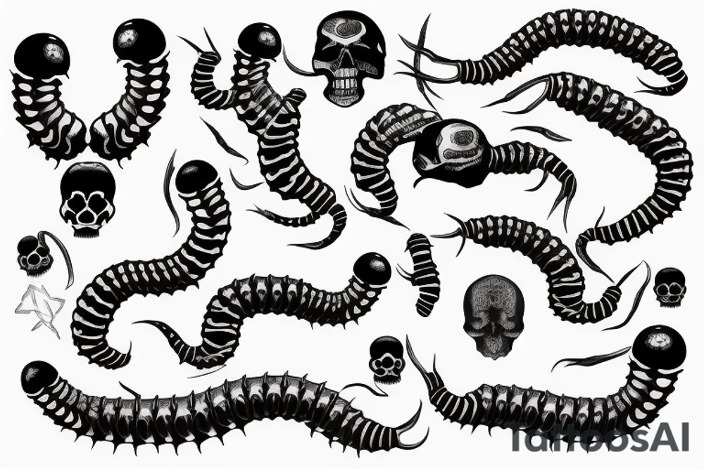 centipede with 
skull tattoo idea