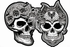 skull with owl tattoo idea
