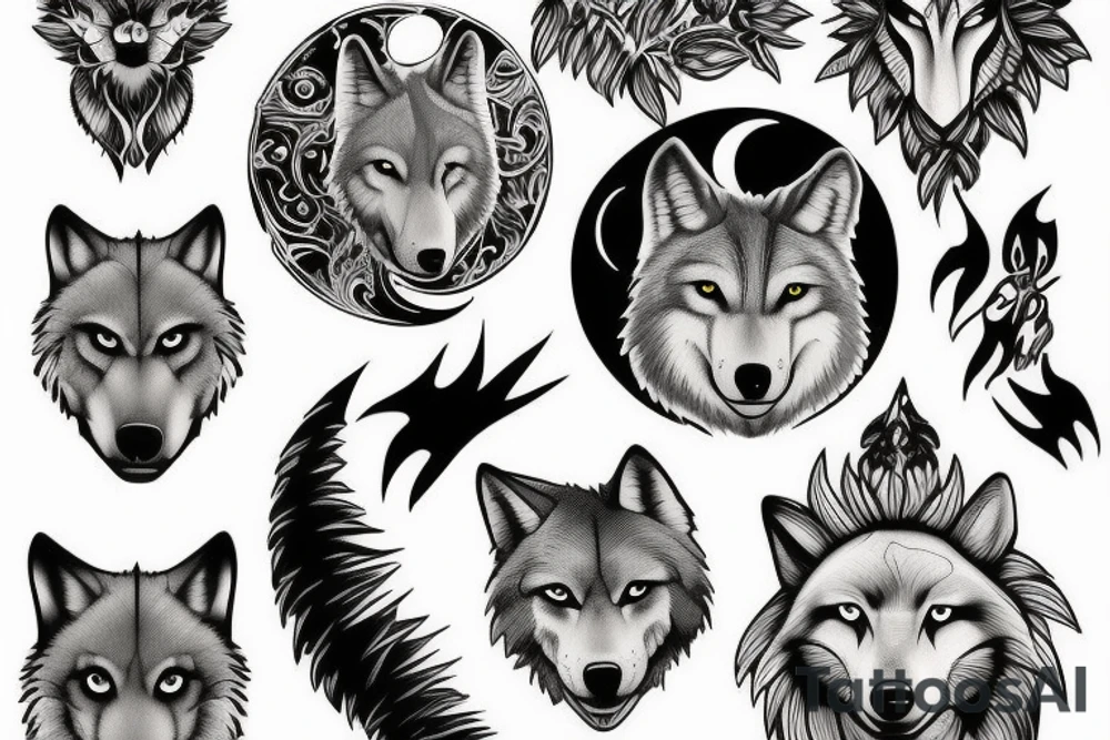 Wolf at the moon tattoo idea