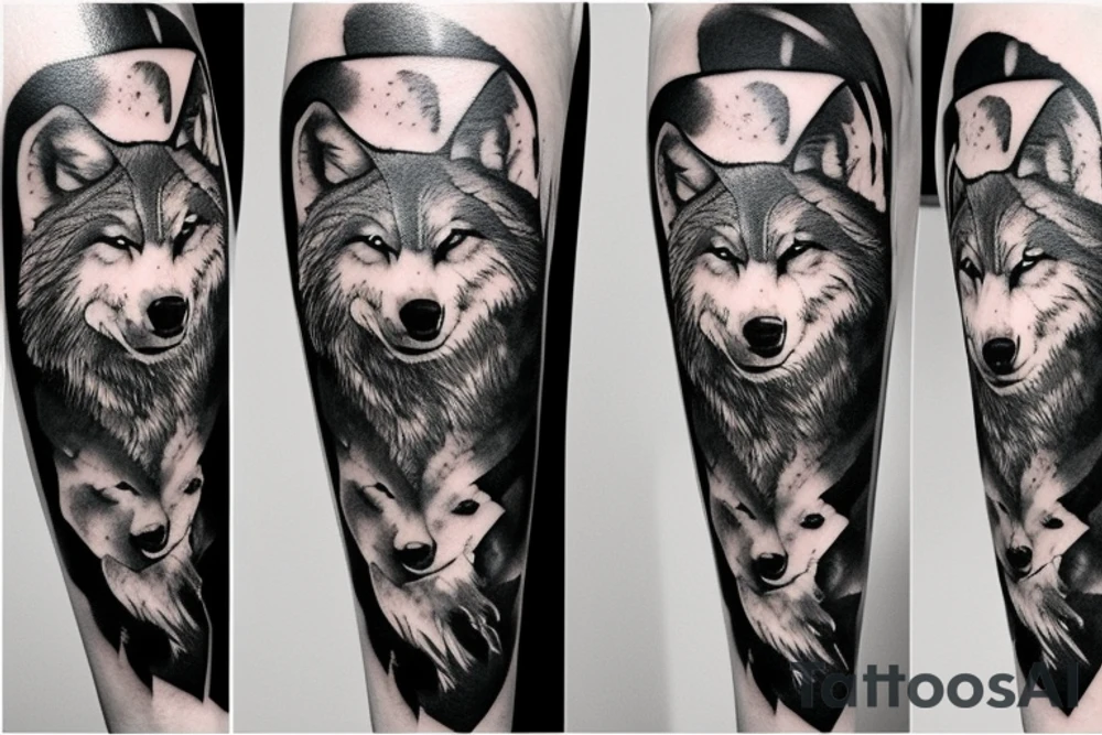 Wolf at the moon tattoo idea