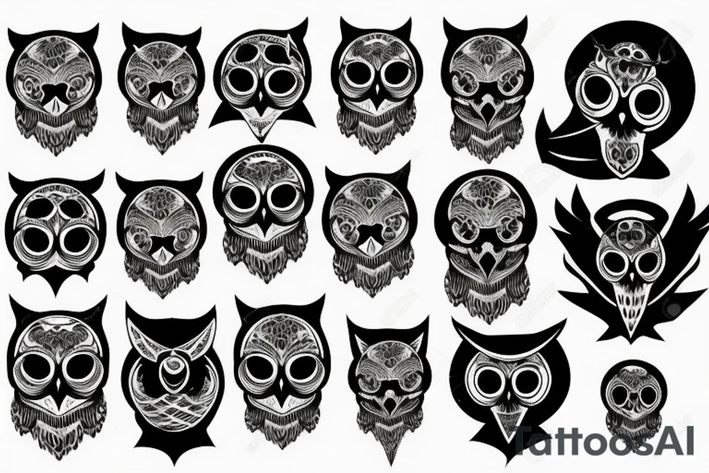 skull with owl tattoo idea