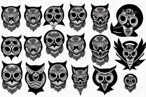 skull with owl tattoo idea
