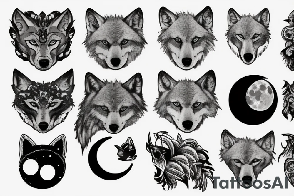 Wolf at the moon tattoo idea