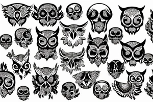 skull with owl tattoo idea