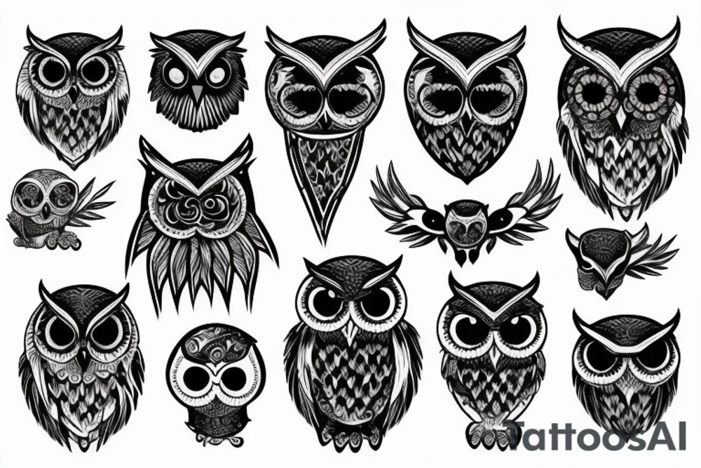 skull with owl tattoo idea
