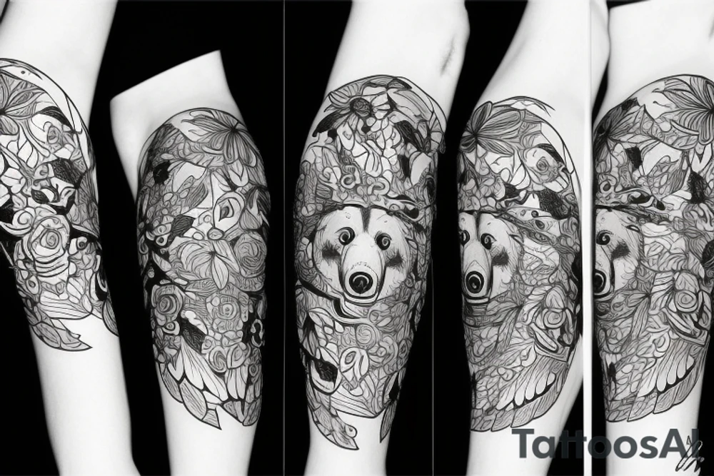Bear on forest tattoo idea