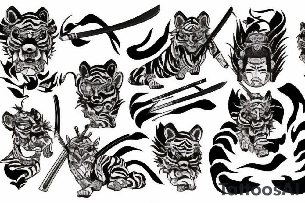 samurai on tiger tattoo idea