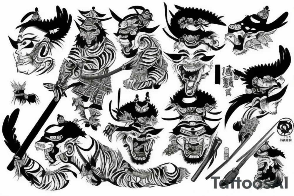 samurai on tiger tattoo idea