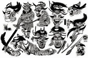 samurai on tiger tattoo idea