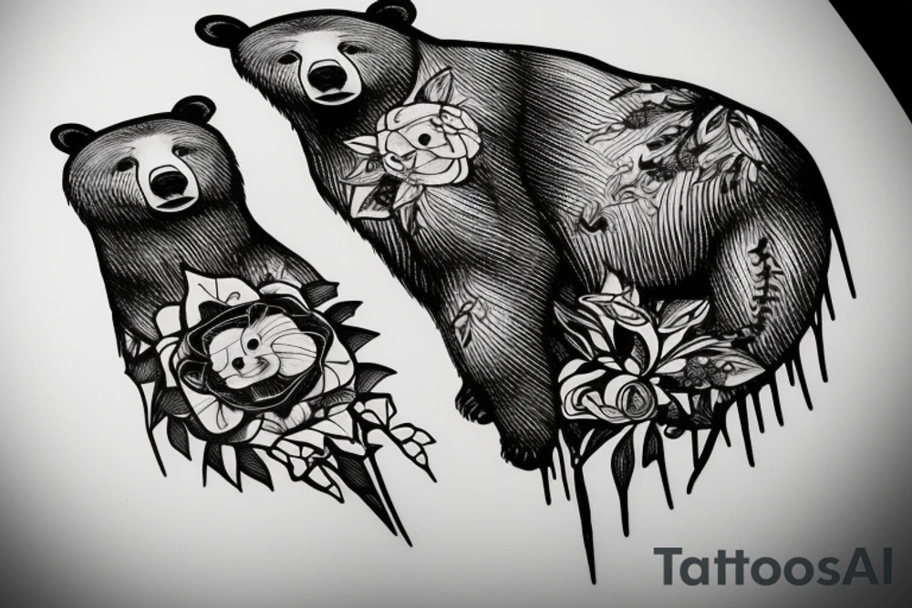 Bear on forest tattoo idea