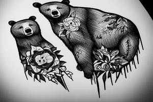 Bear on forest tattoo idea
