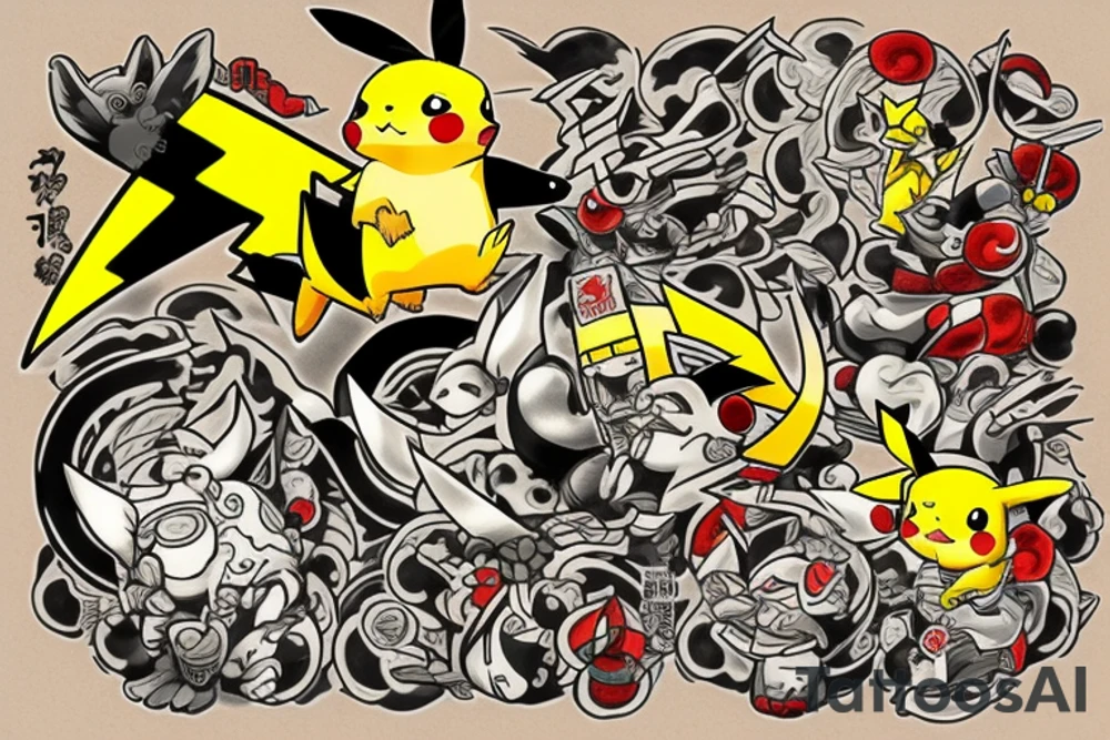 pikachu samurai tattoo idea