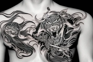 samurai on tiger tattoo idea