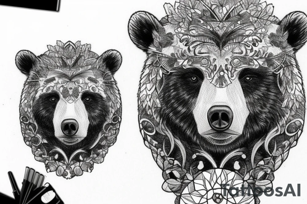 Bear on forest tattoo idea