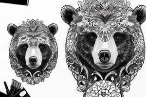 Bear on forest tattoo idea