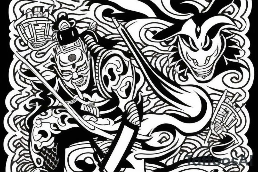 samurai on tiger tattoo idea