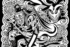 samurai on tiger tattoo idea