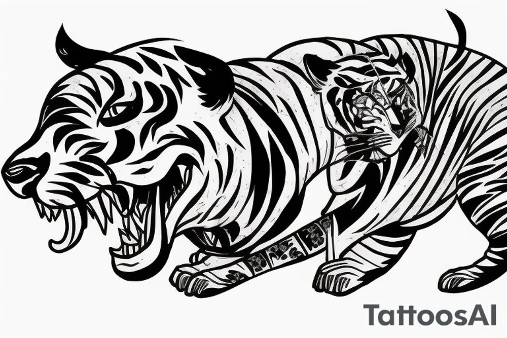 samurai riding a tiger tattoo idea