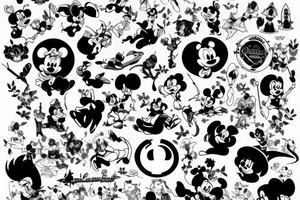 Multi Disney characters togerher tattoo idea