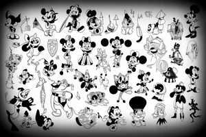 Multi Disney characters togerher tattoo idea
