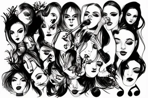 Music festival day and night portrait tattoo idea
