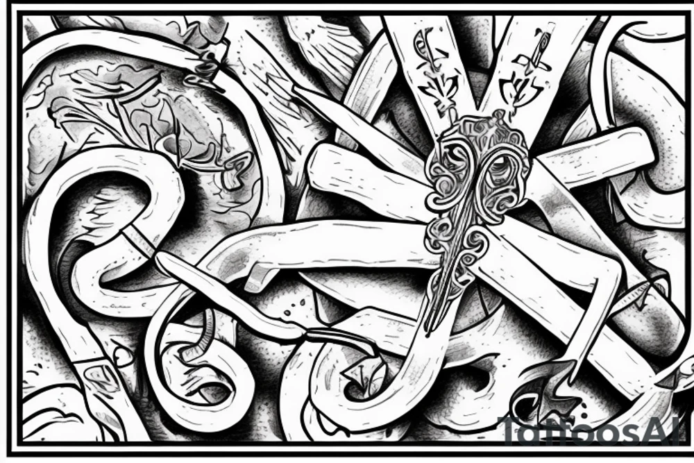Jesus on the cross, god’s son, snake, romanian army tattoo idea