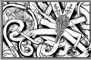 Jesus on the cross, god’s son, snake, romanian army tattoo idea