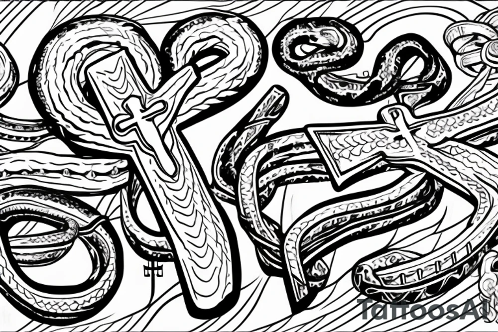 Jesus on the cross, god’s son, snake, romanian army tattoo idea